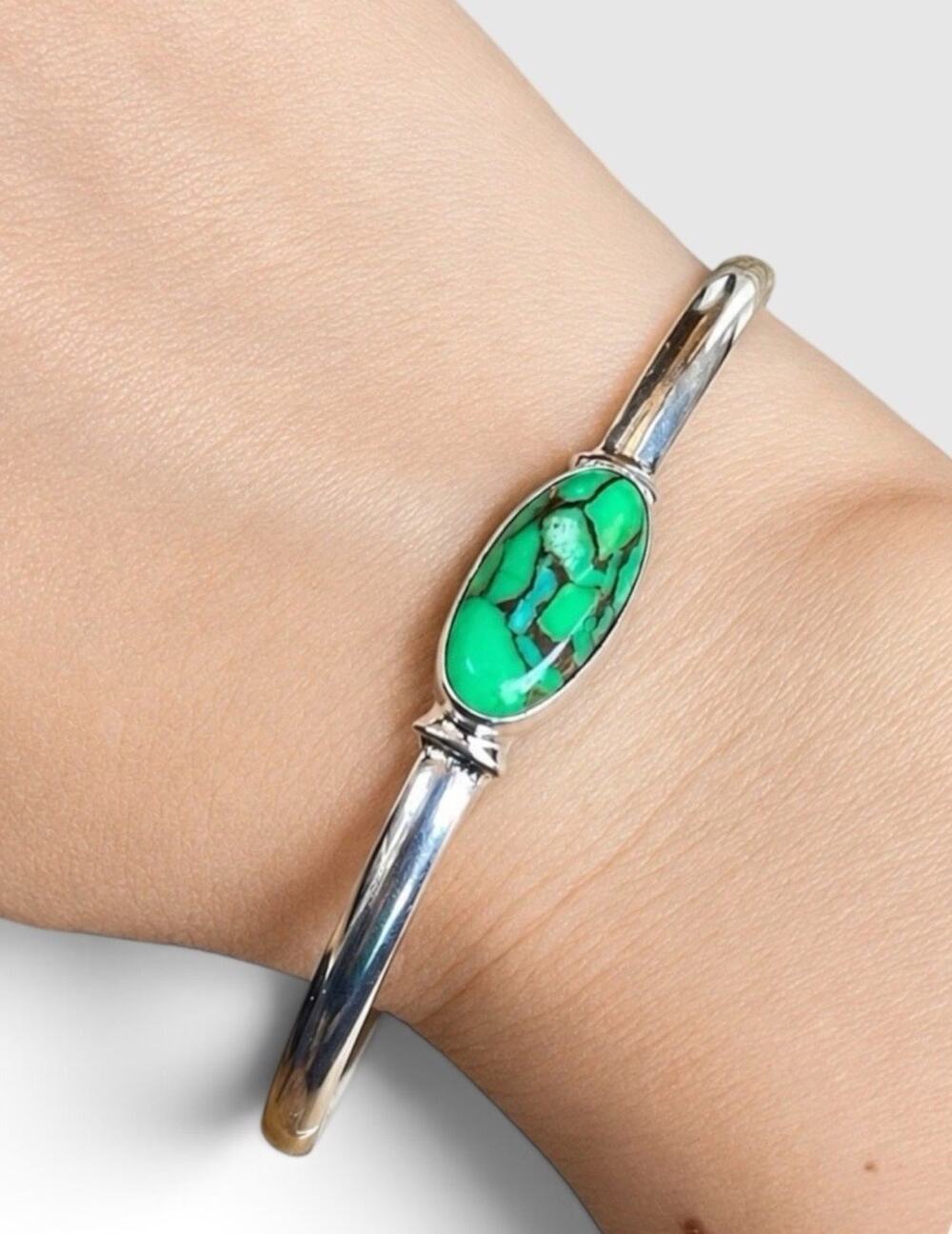 Sterling Silver Kingman Mojave Turquoise Cuff Bracelet 925 Southwest Stackable